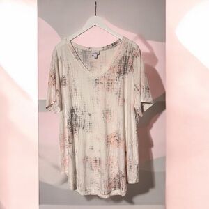 LuLaRoe Iris V-Neck Tunic Top Soft Pastel Abstract Print | Size XL